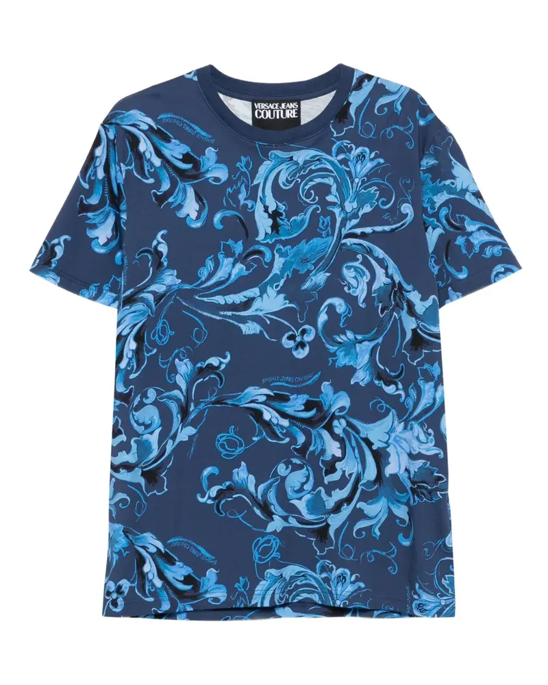 Versace Jeans T-Shirt mit Barock-Print - Blau Blau