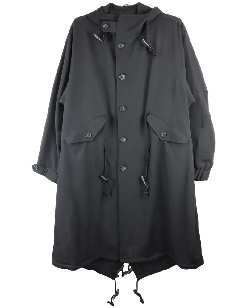 Yohji Yamamoto Geknöpfter Parka - Schwarz Schwarz