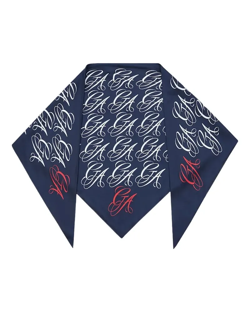 Giorgio Armani Seidenschal mit Logo-Print - Blau Blau