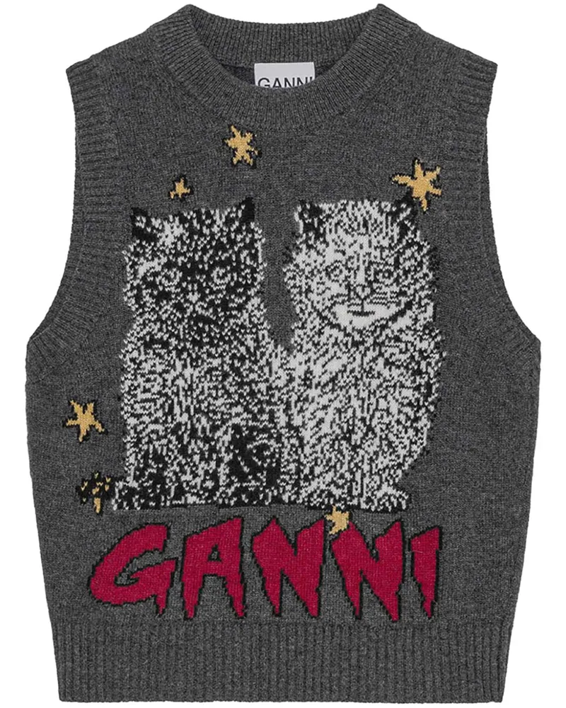 Ganni Besticktes Top - Grau Grau