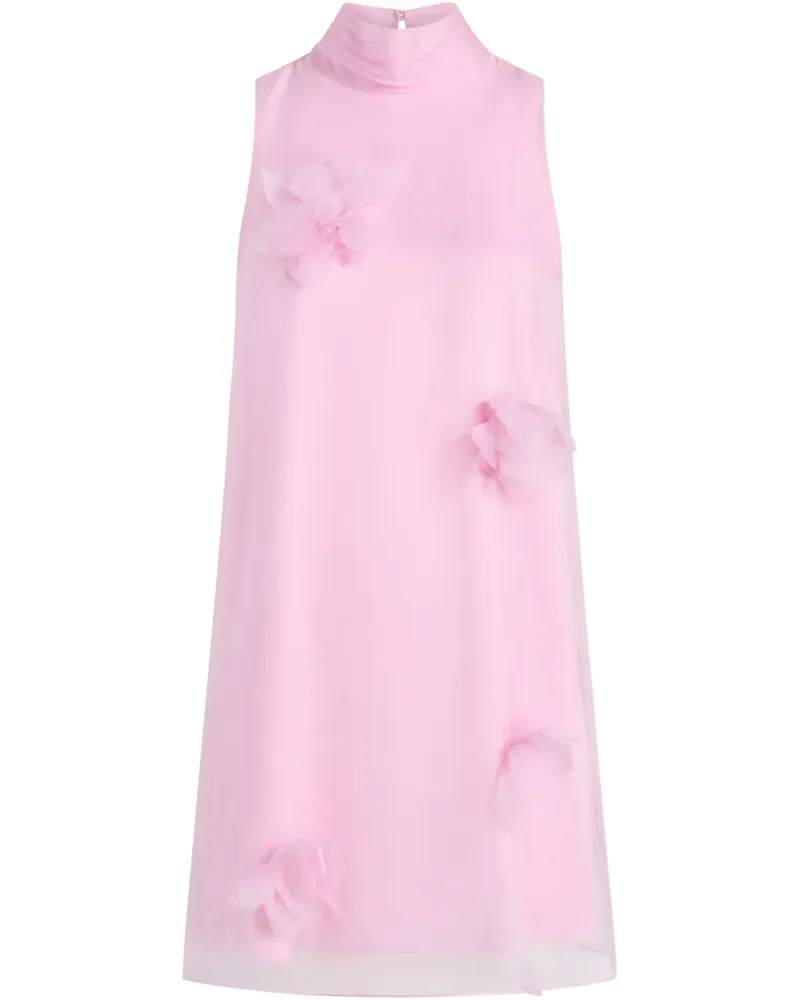 Cinq à Sept Stehkragen-Kleid mit Blumenapplikation - Rosa Rosa