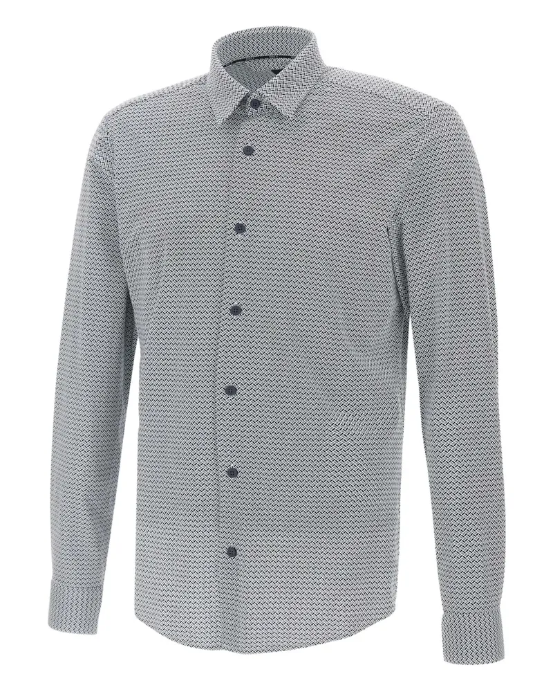 HUGO BOSS geometric-pattern long-sleeve shirt - Blau Blau