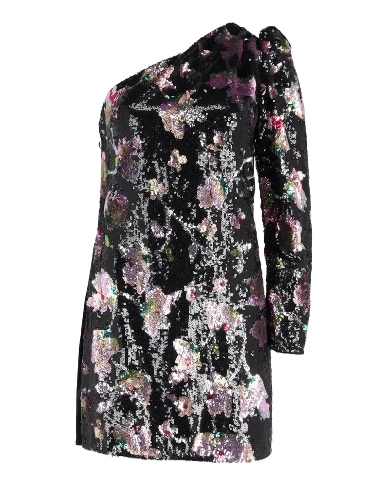 Self-Portrait velvet one-shoulder mini dress - Schwarz Schwarz