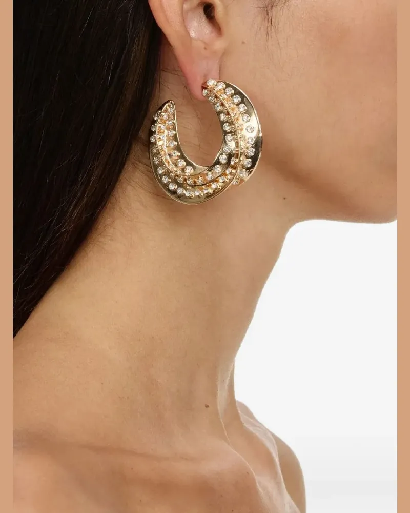 Self-Portrait twisted crystal earrings - Gold Gold