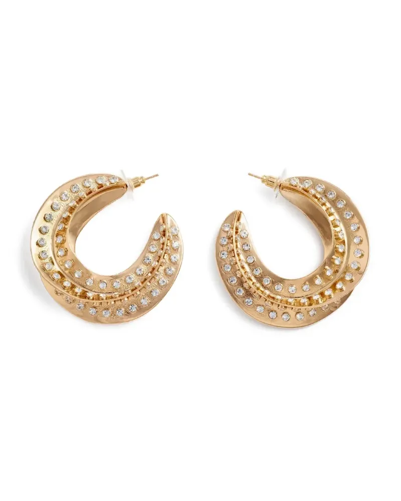 Self-Portrait twisted crystal earrings - Gold Gold