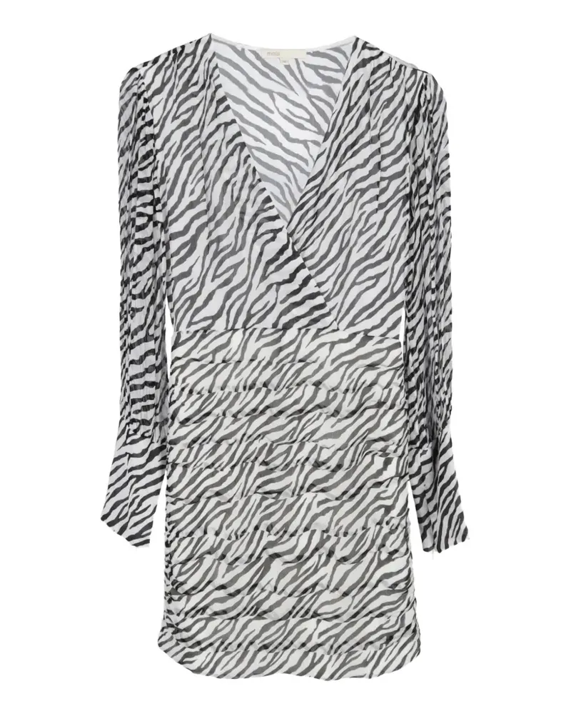 Maje Minikleid mit Zebra-Print - Weiß Weiß