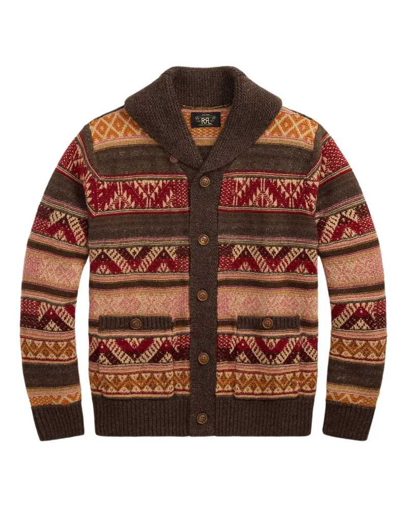 Ralph Lauren Gemusterter Cardigan mit Schalkragen - Braun Braun