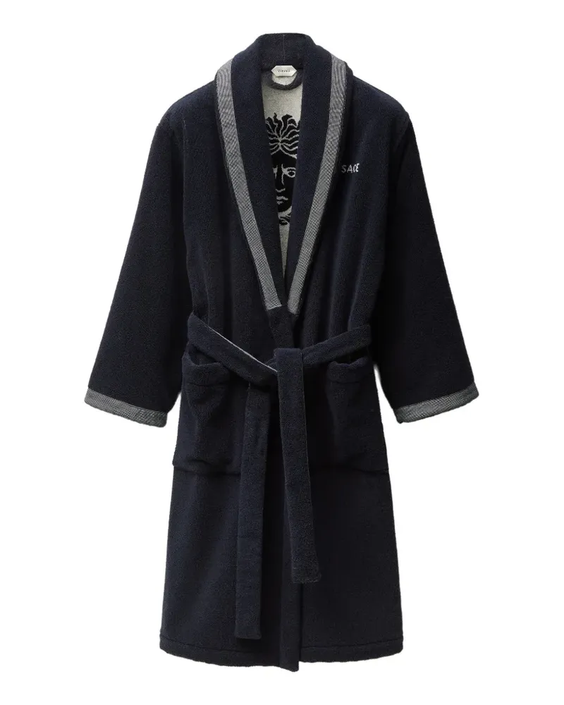 Versace Jacquard-Bademantel aus Baumwollfrottee - Blau Blau