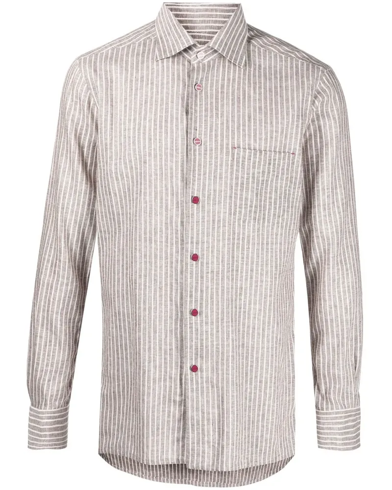 Kiton Gestreiftes Hemd - Braun Braun