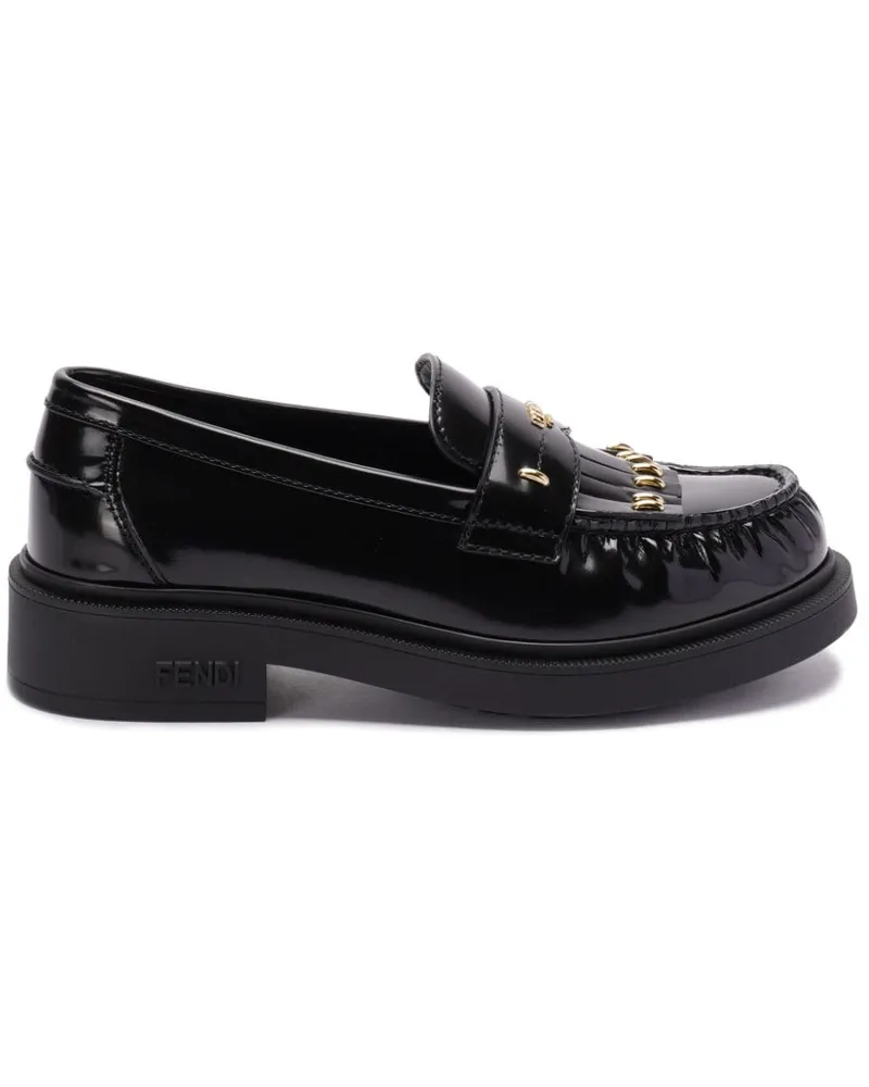 Fendi Loafer mit Logo-Schild - Schwarz Schwarz