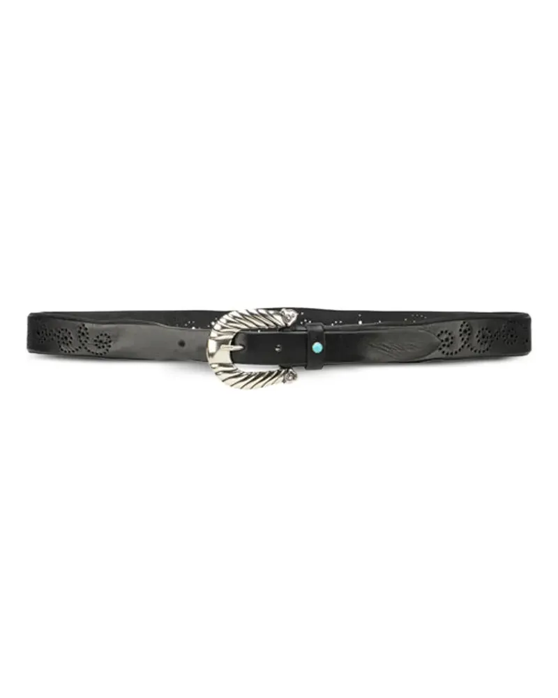 Fortela Carson perforated detailing belt - Schwarz Schwarz