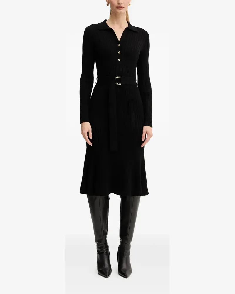 MARCIANO Los Angeles long-sleeve belted midi dress - Schwarz Schwarz