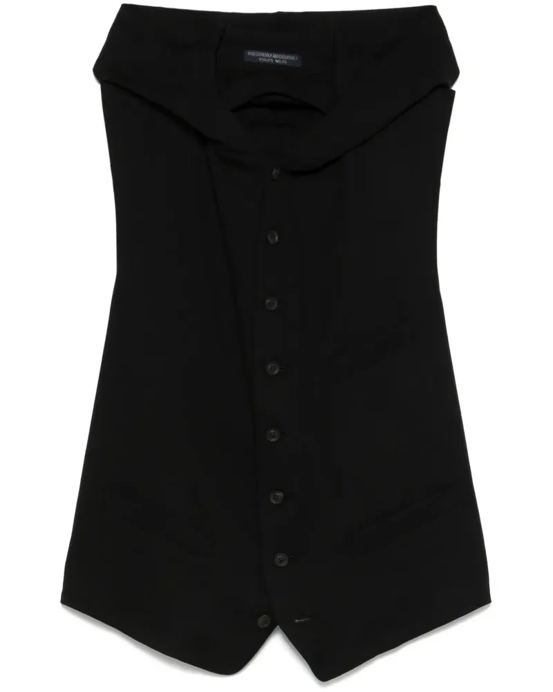 Yohji Yamamoto Weste mit Kapuze Schwarz