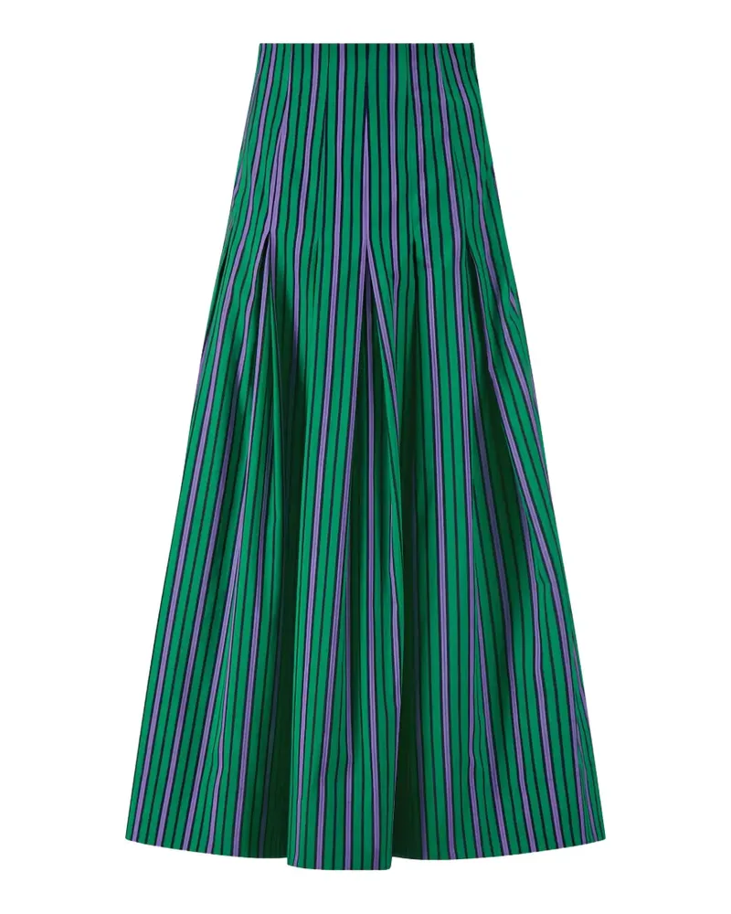 Lela Rose midi striped pleated skirt - Grün Grün