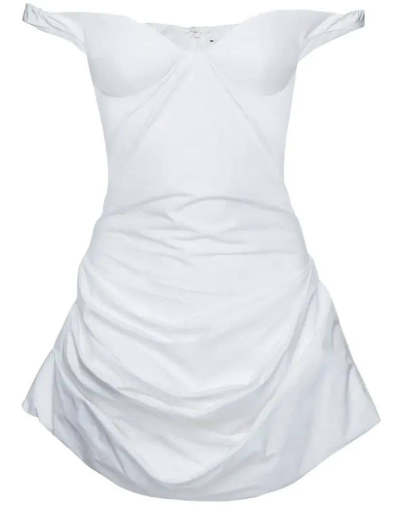 Magda Butrym Drapiertes Popeline-Minikleid - Weiß Weiß