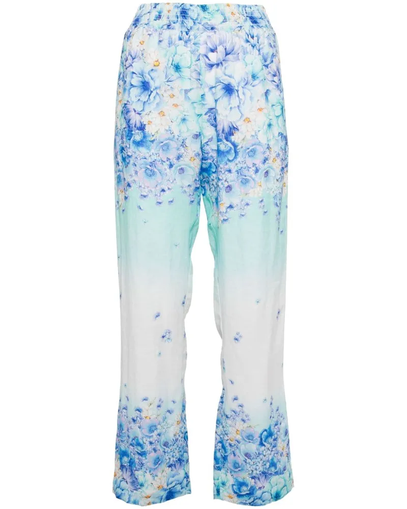 Hale Bob Blumige Leinenhose Blau