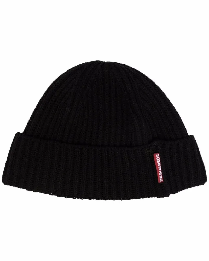 Dsquared2 Gerippte Strickmütze - Schwarz Schwarz