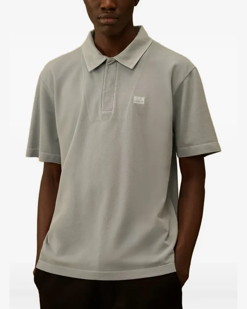 C.P. Company Kurzärmeliges 24/1 Poloshirt mit Piquet-Knöpfen und Logo-Patch - Grau Grau