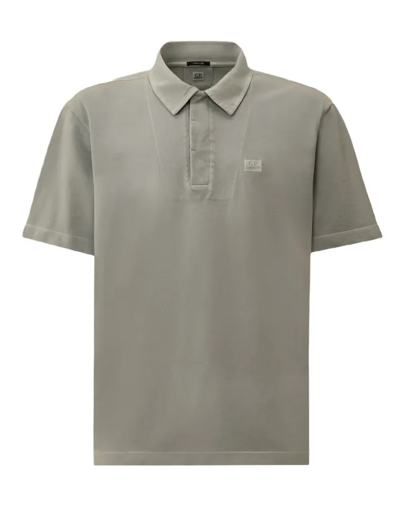 C.P. Company 24/1 piquet-button short-sleeve logo-patch cotton polo shirt - Grau Grau