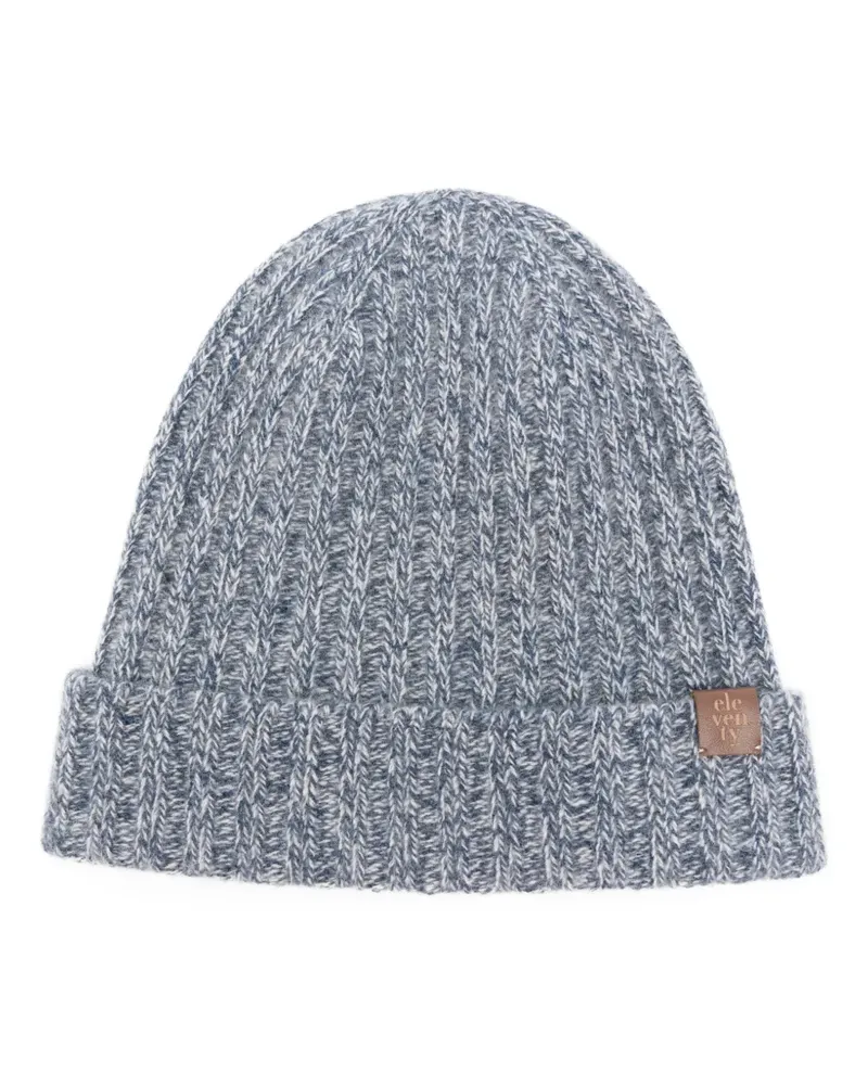 Eleventy Gerippte Beanie - Blau Blau