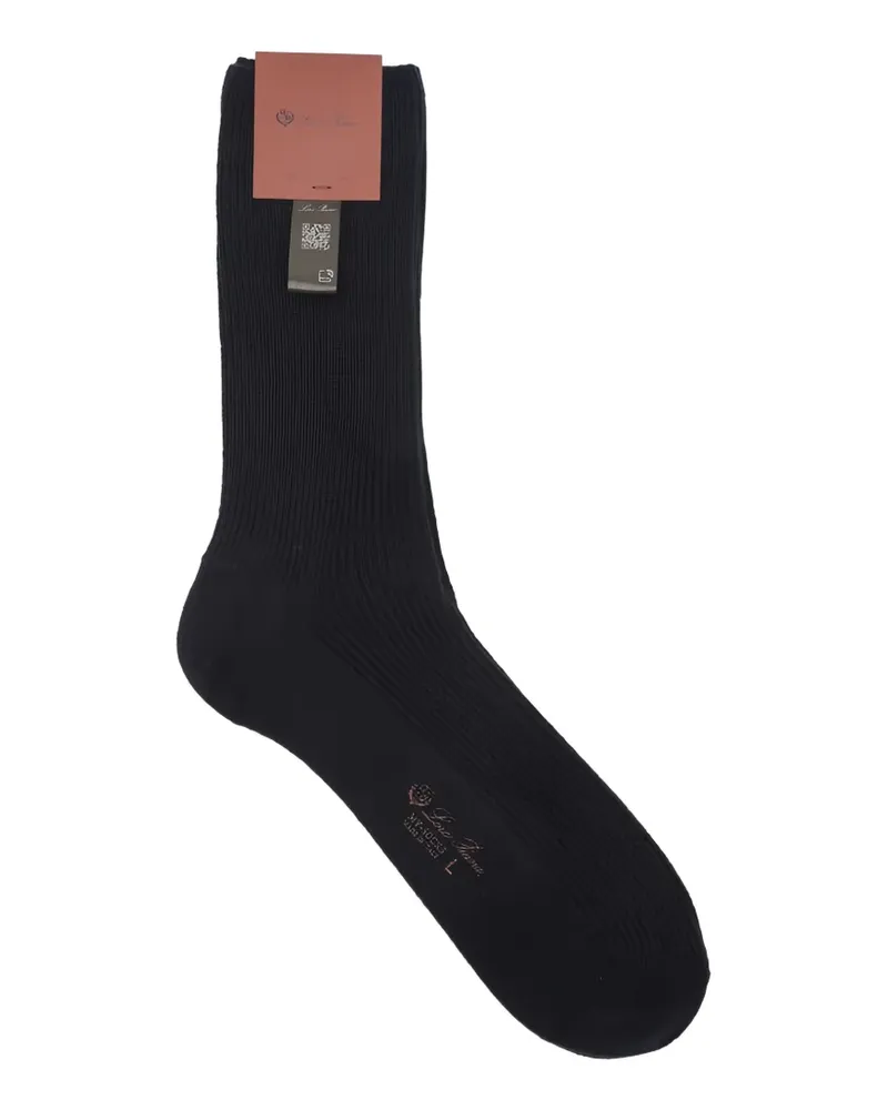 Loro Piana Gerippte Socken - Schwarz Schwarz