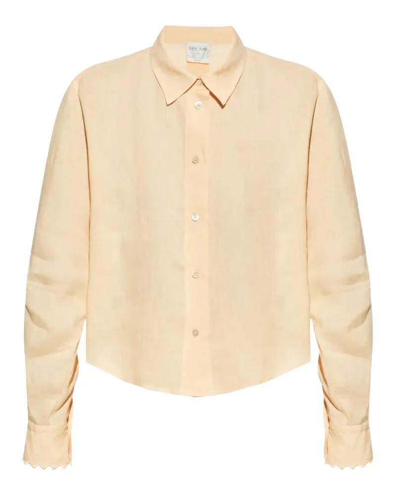 forte_forte scalloped-cuff linen shirt - Nude Nude
