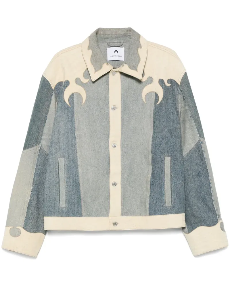 Marine Serre Klassische Jeansjacke - Blau Blau