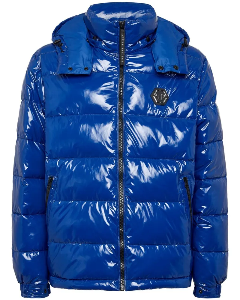 Philipp Plein Gefütterte Jacke mit Hexagon-Schild - Blau Blau