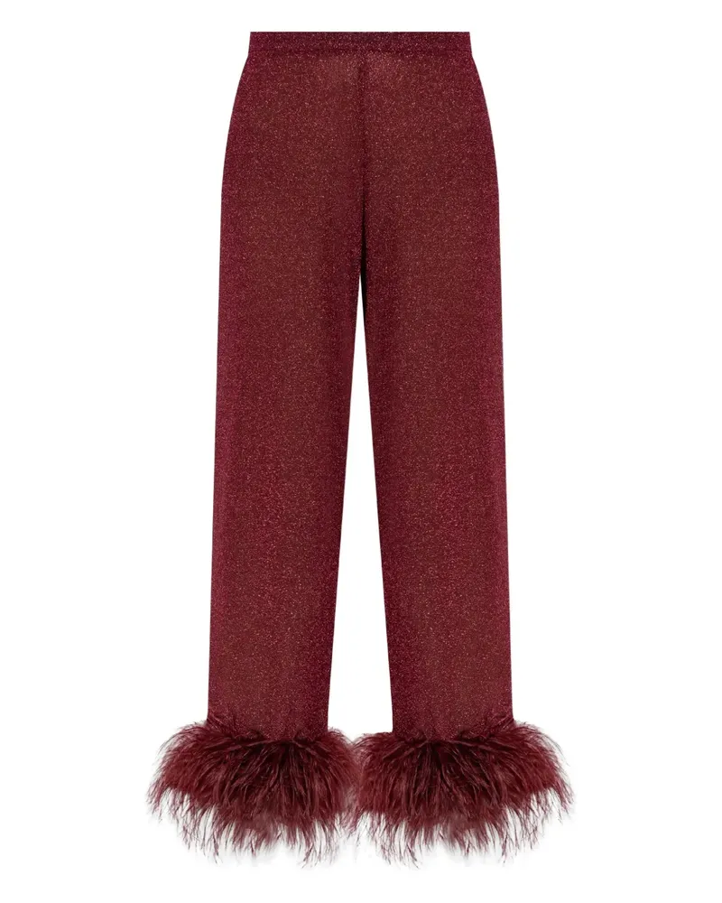 Oséree Plumage Hose mit Federbesatz - Rot Rot