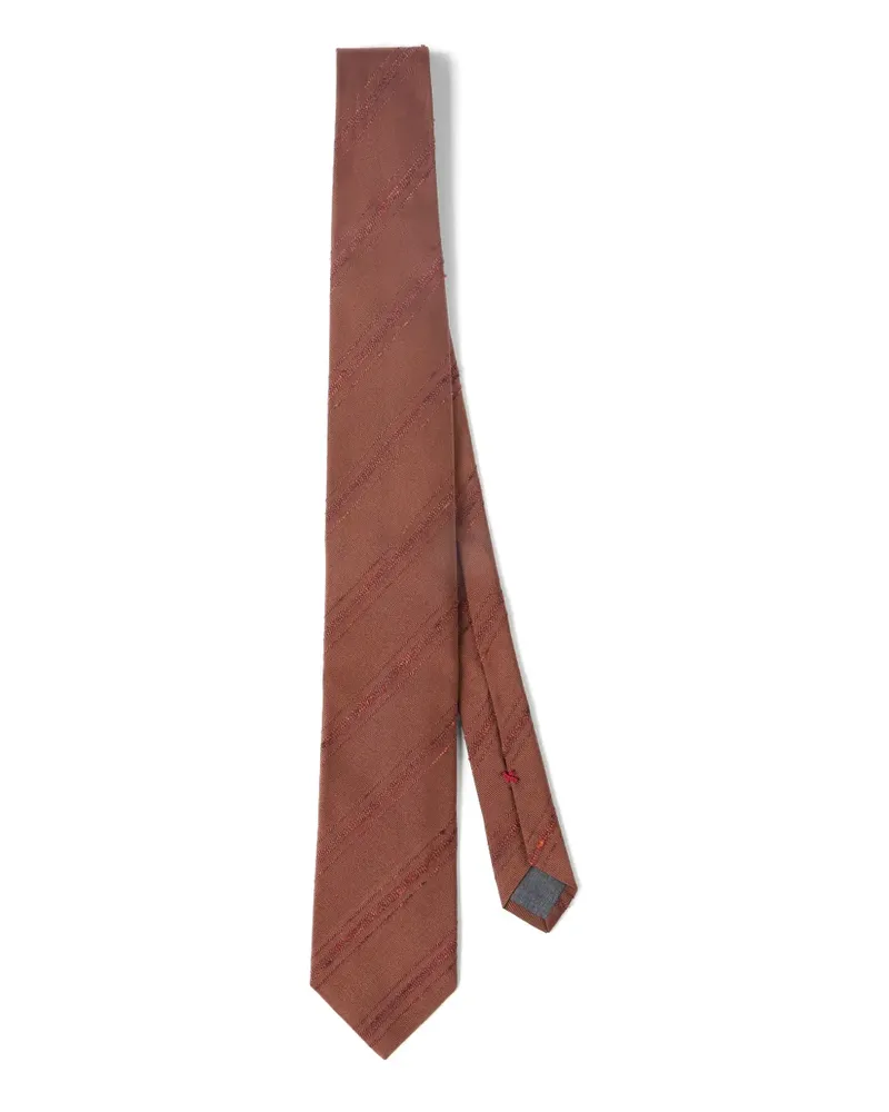 Brunello Cucinelli stripes silk tie - Orange Orange