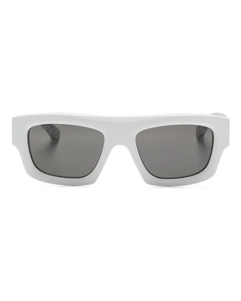 Gucci Sonnenbrille mit eckigem Gestell - Weiß Weiß