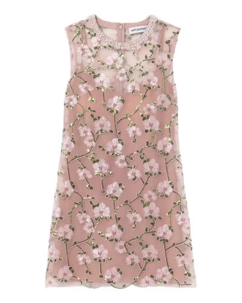 Self-Portrait floral-sequin mini dress - Rosa Rosa