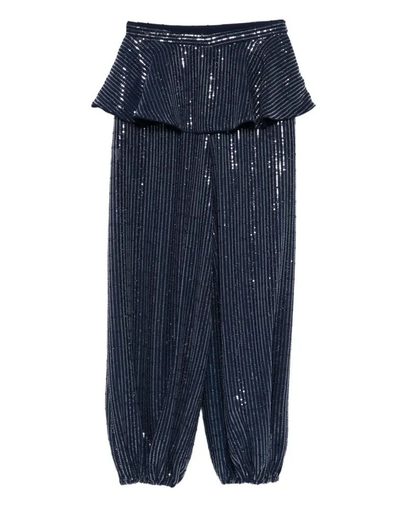 Adriana Degreas sequin-embellished ruffled trousers - Blau Blau