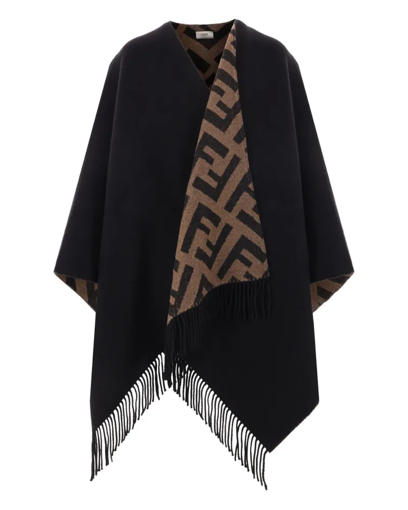 Fendi Cape mit FF-Muster - Schwarz Schwarz