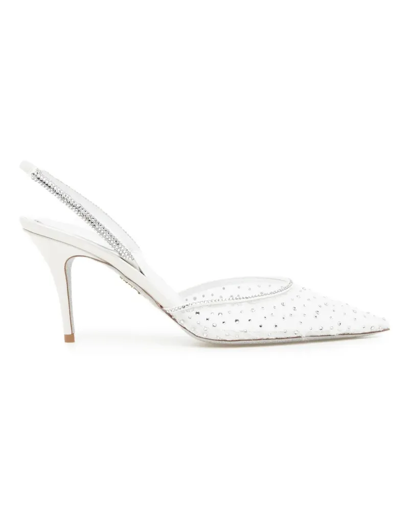 René Caovilla Belle crystal-embellished slingback sandals - Weiß Weiß