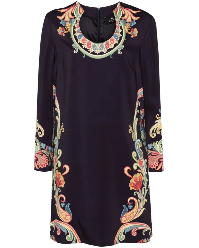 Etro Midikleid mit Blumen-Print - Blau Blau