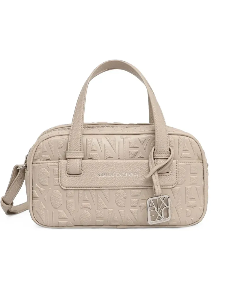 Armani Exchange logo-embossed leather tote bag - Nude Nude