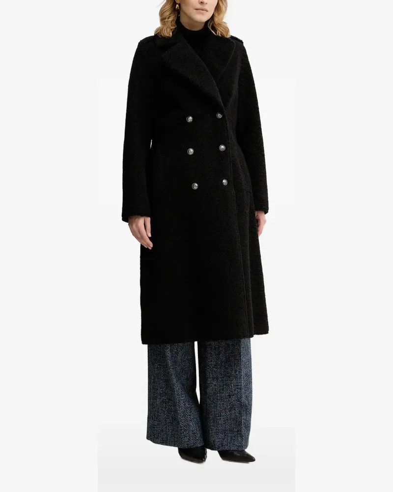 Guess Doppelreihiger Mantel aus Faux Fur - Schwarz Schwarz