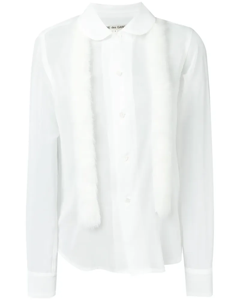 Comme des Garçons Semi-transparentes Hemd mit Kunstpelzborten - Weiß Weiß