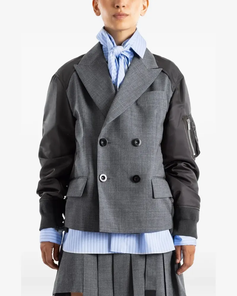 Sacai Doppelreihige Jacke - Grau Grau