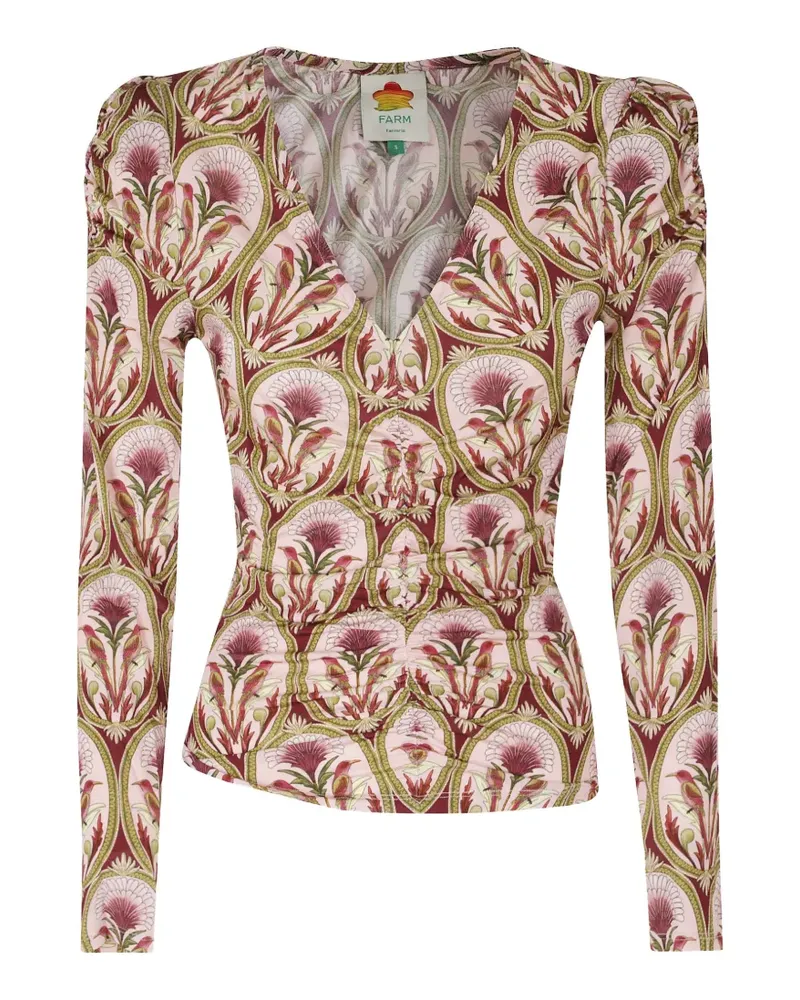 FARM Rio Garden Medal ruched blouse - Rosa Rosa