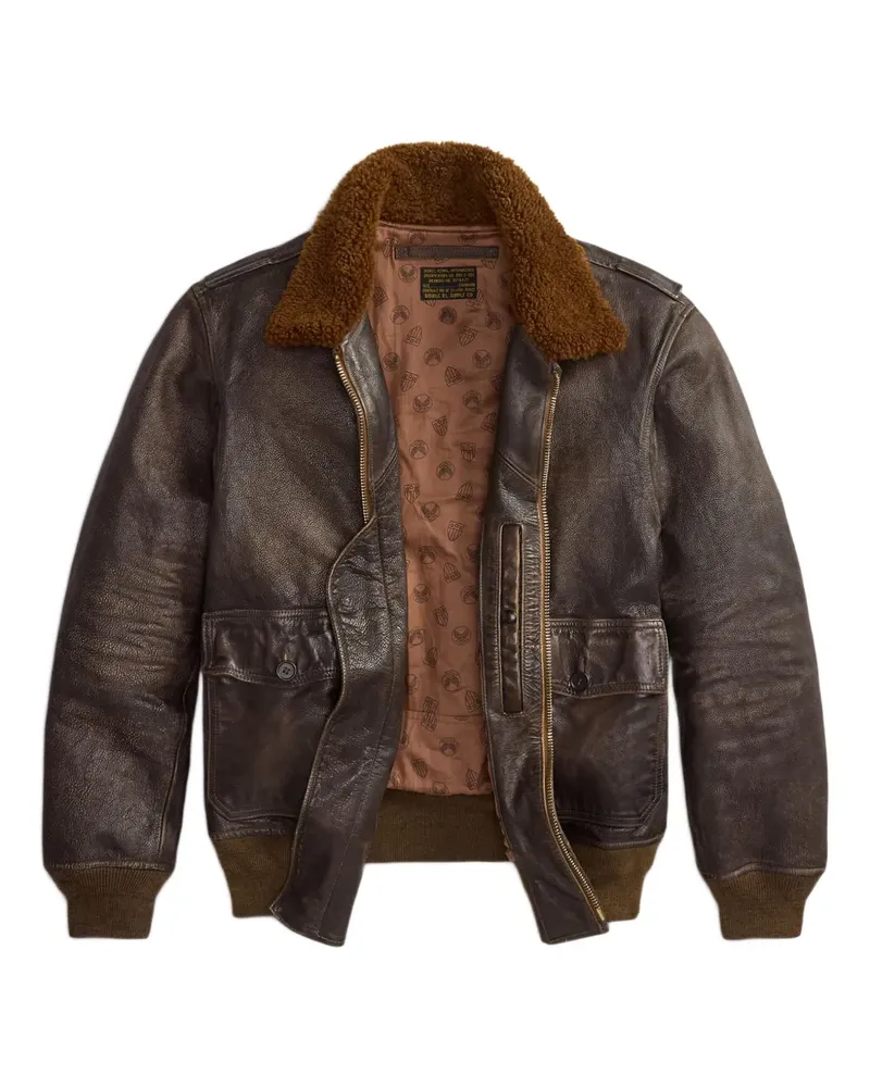 Ralph Lauren Lederjacke mit Shearling-Kragen - Braun Braun