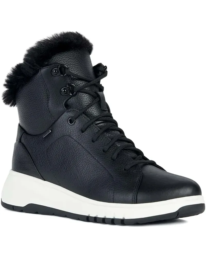 Geox Aerantis 4x4 Abx Schnürstiefel mit Pelzbesatz - Schwarz Schwarz