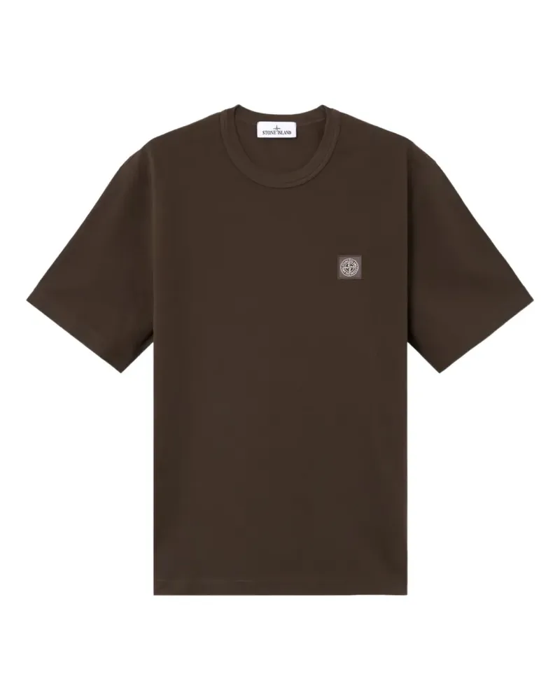 Stone Island T-Shirt mit Logo-Patch - Braun Braun
