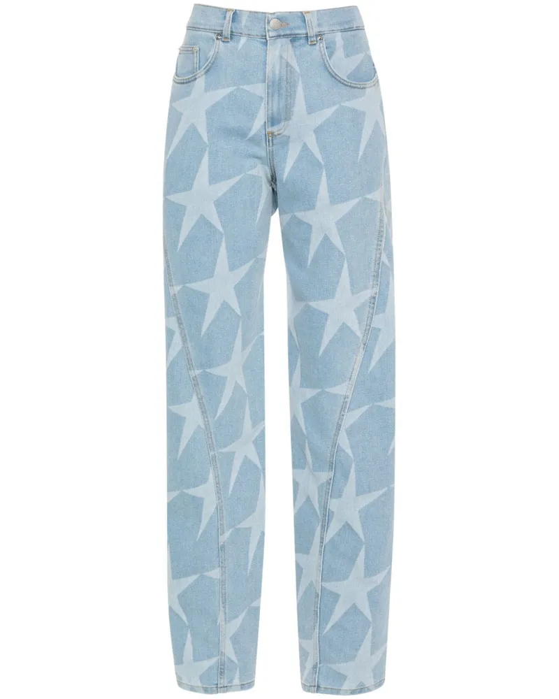 Thierry Mugler Tief sitzende Jeans mit Stern-Print Blau