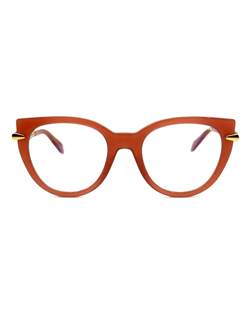 Bulgari Cat-Eye-Brille mit perlenverzierten Bügeln - Orange Orange