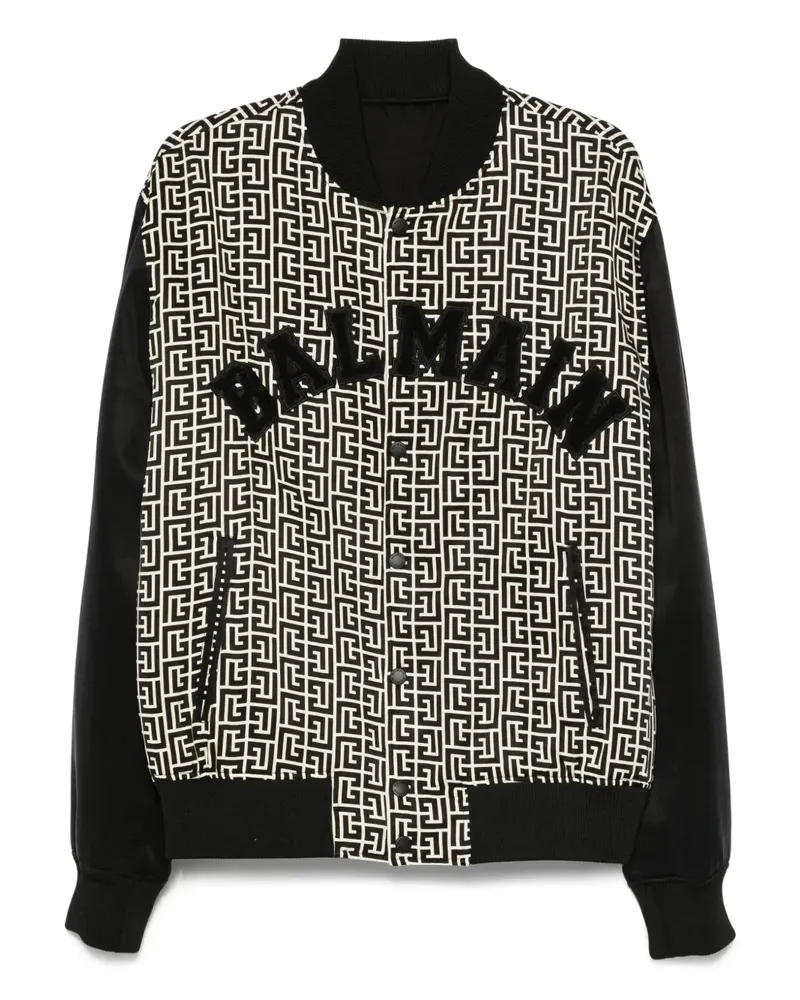 Balmain Geometrisch gemusterte Bomberjacke - Schwarz Schwarz