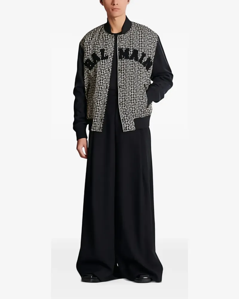 Balmain Geometrisch gemusterte Bomberjacke - Schwarz Schwarz