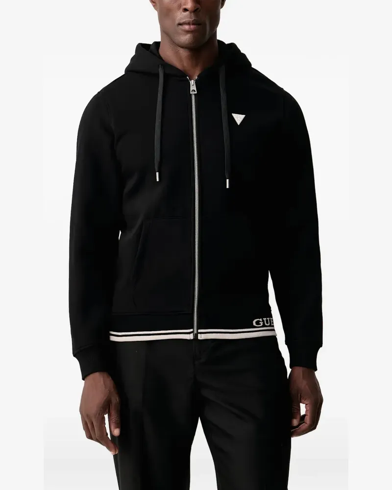 Guess logo-plaque zip-up hoodie - Schwarz Schwarz