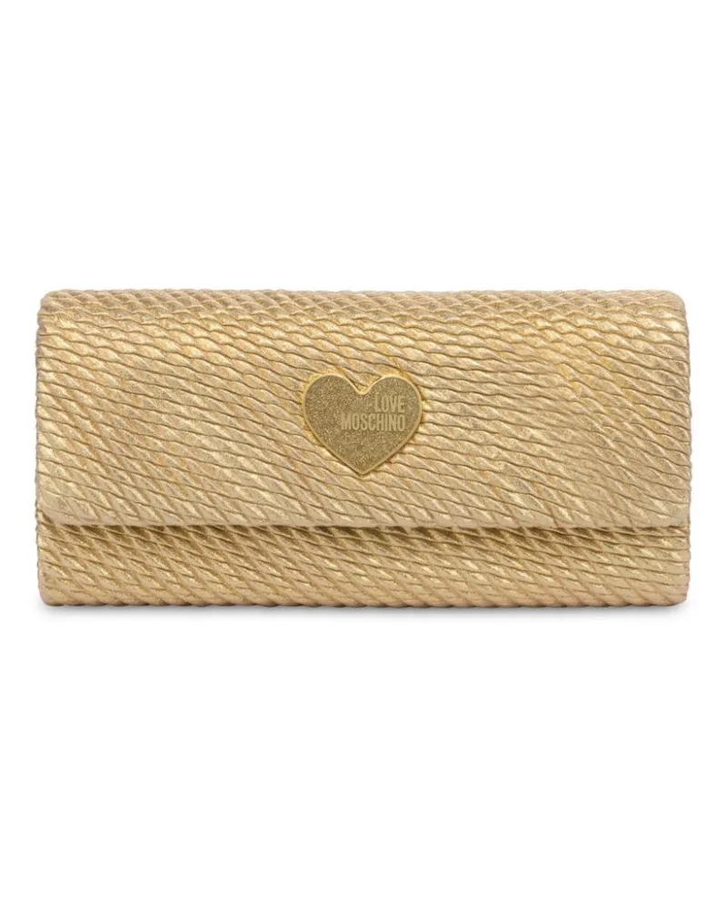 Moschino Clutch mit Logo-Schild Gold